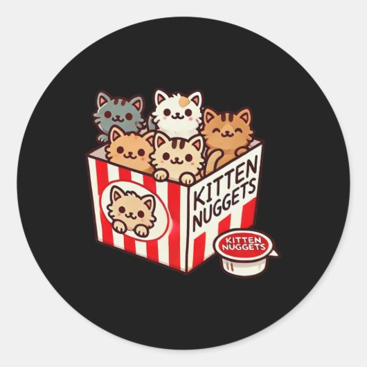Kitten Nuggets Grappig Schattige Eten Pun Cat Love Ronde Sticker (Voorkant)