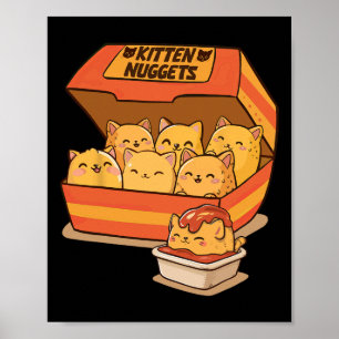 Kitten Nuggets Leuke Schattigee Eten Pun Kattenlie Poster