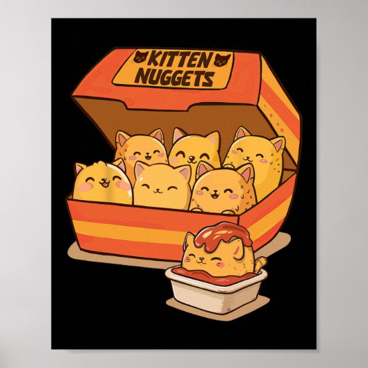 Kitten Nuggets Leuke Schattigee Eten Pun Kattenlie Poster (Voorkant)