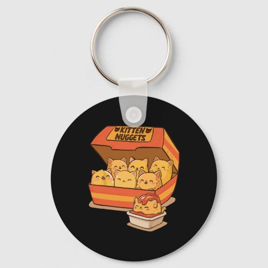 Kitten Nuggets Leuke Schattigee Eten Pun Kattenlie Sleutelhanger (Voorkant)