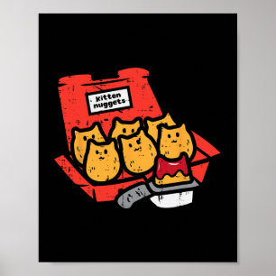 Kitten Nuggets Schattig Fastfood Kat Voedsel Liefh Poster