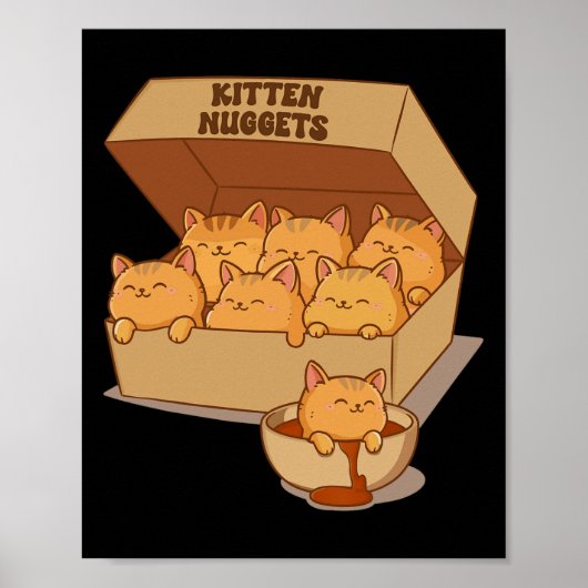 Kitten Nuggets Schattige Voedsel Pun Cat Lover Kip Poster (Voorkant)