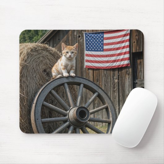Kitten On an Old Wagon Wheel  Muismat (Met muis)