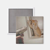 Kitten onder schot gehouden! magneet (Voorkant / Achterkant)