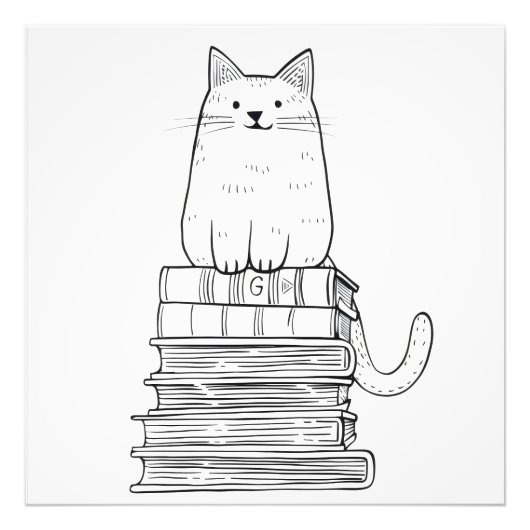 Kitten op boeken foto afdruk (Voorkant)