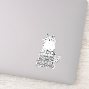 Kitten op boeken sticker