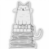 Kitten op boeken sticker (Voorkant)
