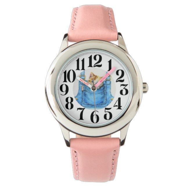 Kitten op de klok horloge (Voorkant)