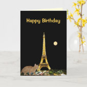 Kitten op de Prowl in de Parijse Nacht Kaart (Gele Bloem)