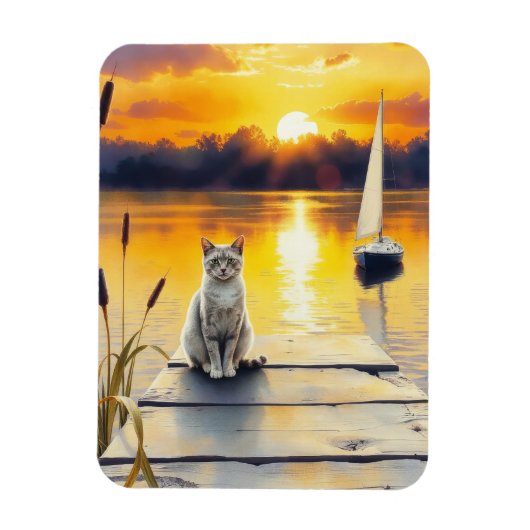 kitten op de steiger bij zonsondergang magneet (Verticaal)