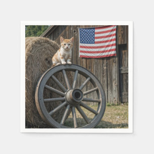 Kitten op een oude wagenwiel servet