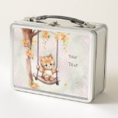 Kitten op een Swing Metal Lunch Box (Voorkant)