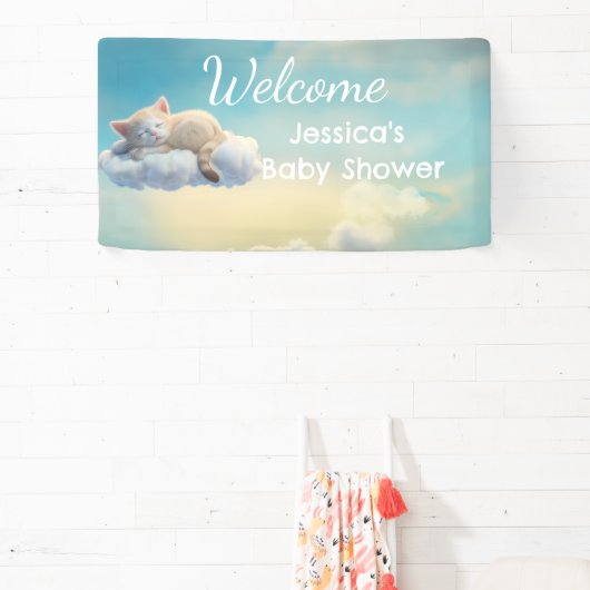 Kitten op een wolk Baby shower Spandoek (Insitu)