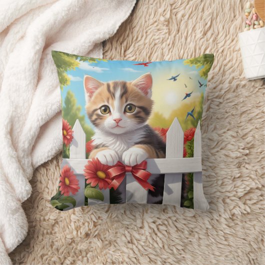 Kitten op het hek kussen (Deken)