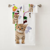 Kitten Paarse Fee Badkamer Handdoek Sets (Insitu)
