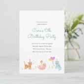 Kitten Party Birthday Invite Kaart (Staand voorkant)