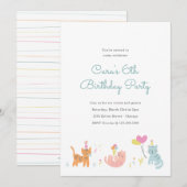 Kitten Party Birthday Invite Kaart (Voorkant / Achterkant)