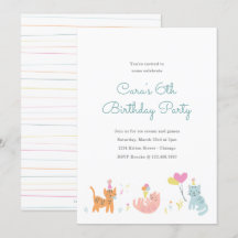 Kitten Party Birthday Invite