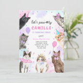 Kitten Party Let's Pawty Party Kitty Cat Birthday Kaart (Staand voorkant)