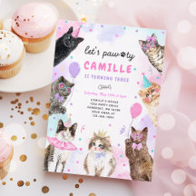 Kitten Party Let's Pawty Party Kitty Cat Birthday