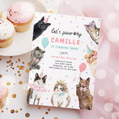 Kitten Party Let's Pawty Party Kitty Cat Birthday Kaart