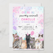 Kitten Party roept alle Pawty Animals Birthday op Kaart (Voorkant)