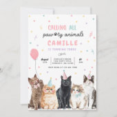 Kitten Party roept alle Pawty Animals Birthday op Kaart (Voorkant)