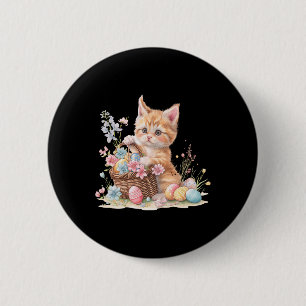 Kitten Pasen Kitten Eieren Kunstwerk Ronde Button 5,7 Cm