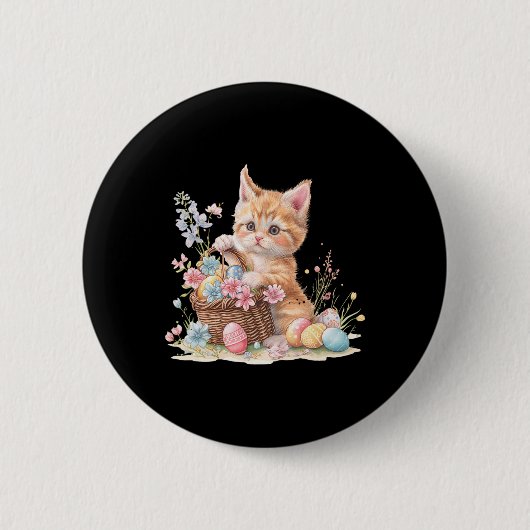 Kitten Pasen Kitten Eieren Kunstwerk Ronde Button 5,7 Cm (Voorkant)