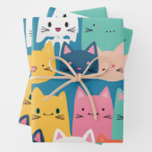 Kitten patroon, kleurrijk inpakpapier (In situ)