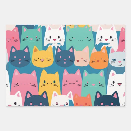 Kitten patroon, kleurrijk inpakpapier (Voorkant)
