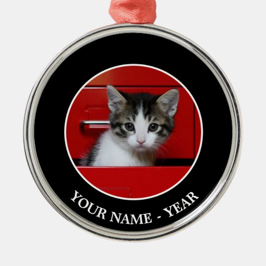 Kitten Peking Metalen Ornament (Voorkant)