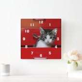 Kitten Peking Vierkante Klok (Huis)