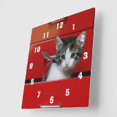 Kitten Peking Vierkante Klok (Hoek)