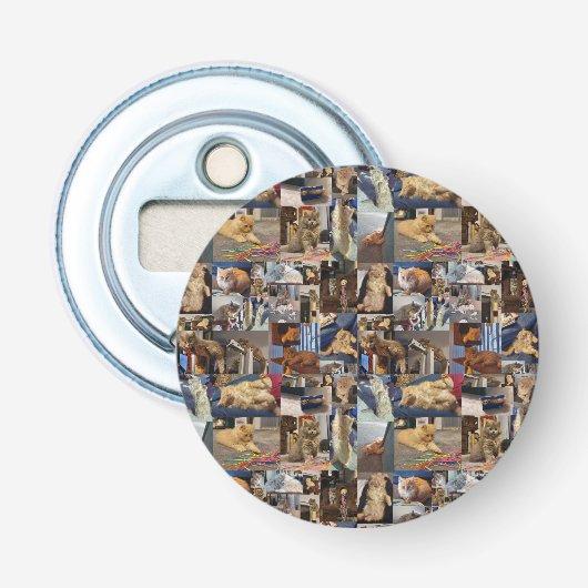 Kitten Photo Collage, bottenopener Button Flesopener (Voorkant)