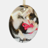 Kitten Photo Text Jingle Meows, Customize,  Keramisch Ornament (Rechts)