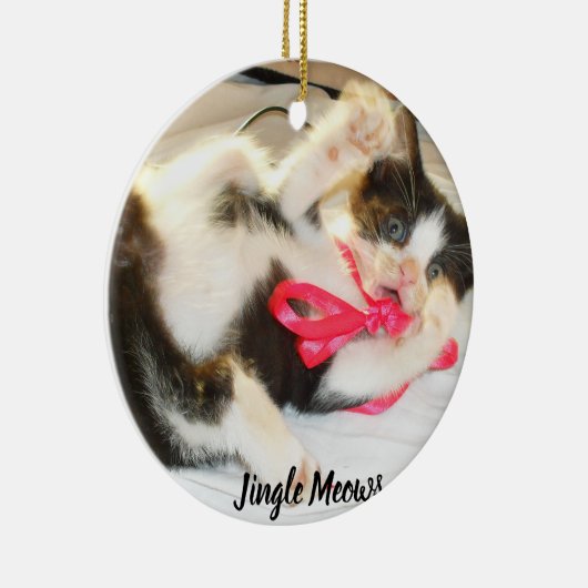 Kitten Photo Text Jingle Meows, Customize,  Keramisch Ornament (Rechts)