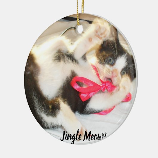 Kitten Photo Text Jingle Meows, Customize,  Keramisch Ornament (Links)