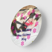 Kitten Photo Text Jingle Meows, Customize,  Ronde Klok (Hoek)