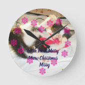 Kitten Photo Text Jingle Meows, Customize, Ronde Klok (Voorkant)