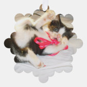Kitten Photo Text Ornament, Snowflake, Customize, Ornament Kaart (Voorkant)