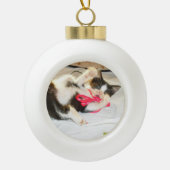 Kitten Photo Text , Snowflake, Customize,  Keramische Bal Ornament (Voorkant)