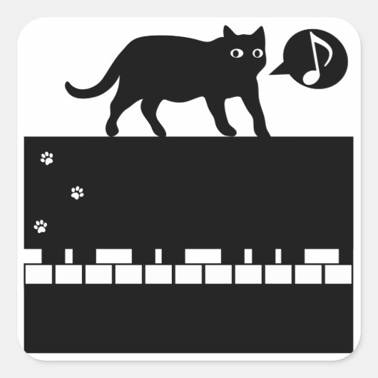 Kitten_Piano Vierkante Sticker (Voorkant)