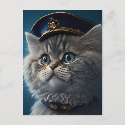 Kitten Pilot Kapitein Briefkaart (Voorkant)