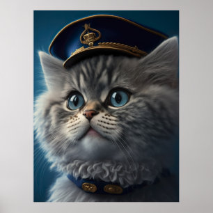 Kitten Pilot Kapitein Poster