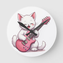 Kitten Playing Guitar Ronde Klok