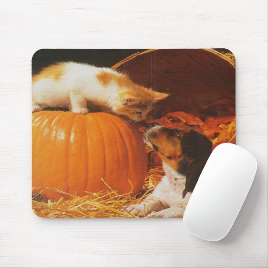 Kitten, Pompoen en Puppy Mousepad Muismat (Met muis)