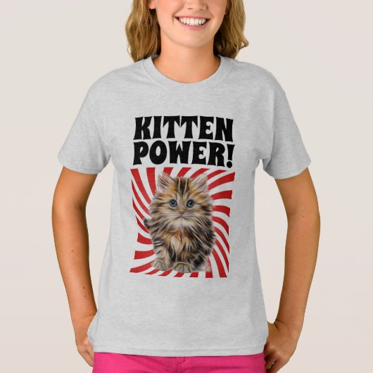 KITTEN POWER, Cat T-shirts, grappige kinder T-shir T-shirt (Voorkant)