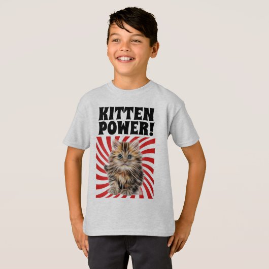KITTEN POWER, Cat T-shirts, grappige kinder T-shir T-shirt (Voorkant volledig)