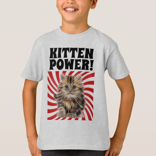 KITTEN POWER, Cat T-shirts, grappige kinder T-shir T-shirt (Voorkant)